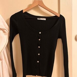 Zara Black Ribbed Cardigan